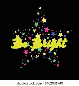 be bright star happy shine love black design