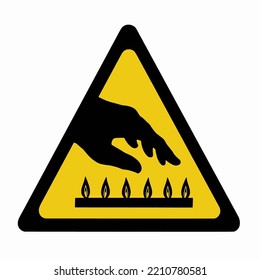 Be careful of the burning object , warning yellow triangle sign isolated on white background ,Illustration vector
