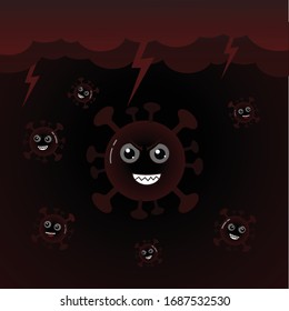 Be careful coronavirus is killing you. Coronavirus outbreak. The dangers of coronaviruses and public health risks and flu outbreaks. Medical concept of a pandemic with dangerous cells. Vector illustra