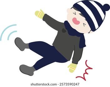 Be careful to fall on the snow ground.