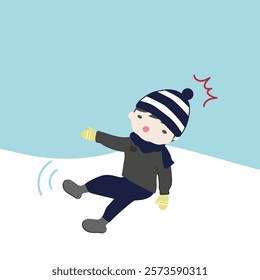 Be careful to fall on the snow ground.