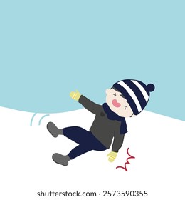 Be careful to fall on the snow ground.