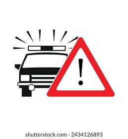 be careful, the police may appear, police attention vector icon