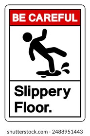 Be Careful Slippery Floor Symbol Sign,Vector Illustration, Isolate On White Background Label. EPS10