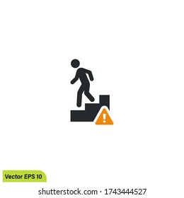 be careful way down icon illustration,simple design element, vector eps 10