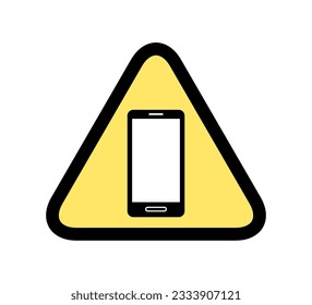 Ten cuidado con tu smartphone. Icono de estilo de marca de advertencia.
