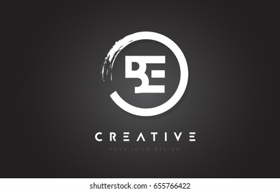 BE Circular Letter Logo with Circle Brush Design and Black Background.