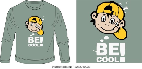 be cool boy graphic design vector