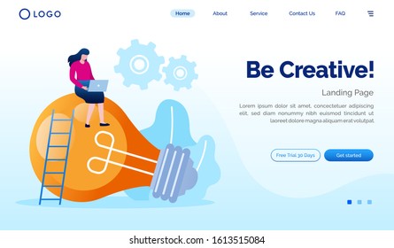 Be creative landing page website illustration flat vector template 
