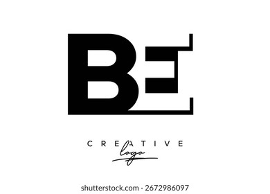 BE Creative Minimalist Negative Space Latter Logo con monograma moderno para marca y logotipo de marca comercial con letras iniciales Diseño de logotipos para marca.