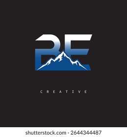 BE Creative Mountain Logo Bold Gradient Letter mark Branding Design for Business Outdoor Brands