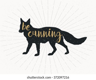 Be Cunning, Dark Grey Fox Silhouette On Grey Background