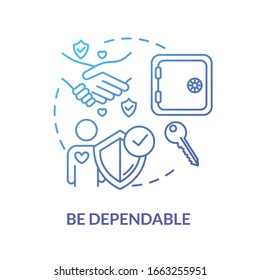 Be dependable concept icon. Friendship and relationships advices. Being loyal, reliable and trustworthy friend idea thin line illustration. Vector isolated outline RGB color drawing
