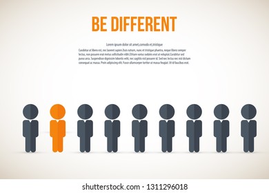 Be different - Being different, standing out from the crowd -The graphic of a red man also represents the concept of individuality , confidence, uniqueness, innovation, creativity. 