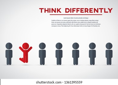 Be different - Being different, standing out from the crowd -The graphic of a jumping man also represents the concept of individuality , confidence, uniqueness, innovation, creativity. 