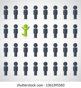 Be different - Being different, standing out from the crowd -The graphic of a jumping man also represents the concept of individuality , confidence, uniqueness, innovation, creativity. 