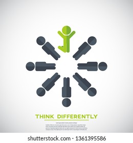 Be different - Being different, standing out from the crowd -The graphic of a jumping man also represents the concept of individuality , confidence, uniqueness, innovation, creativity. 