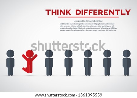 Be different - Being different, standing out from the crowd -The graphic of a jumping man also represents the concept of individuality , confidence, uniqueness, innovation, creativity. 