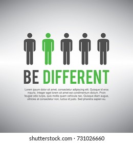 Be different. Being different for success. Be different concept for business.Added text area. 