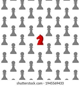 Sé diferente. Metáfora de negocios con piezas de ajedrez. Ilustración del vector