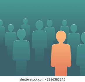 Be different concept. Single person in not the same color than others. Creative visualization of people challenge competition