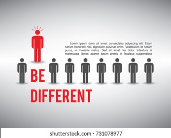 Be different concept with text area. Being different for business and success. A different man from others.