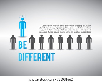 Be different concept with text area. Being different concept for business and success. A different man from the others.