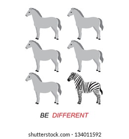 Be different concept vector - zebra and horses