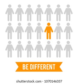 Be different creative consept in flat cartoon style isolated on white background. Vector illustration
