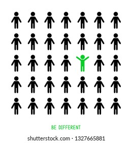 Be different. Go your own way. Human silhouettes. Vector illustration.