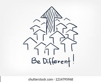 be different motivation vector line doodle hand written illustration simle