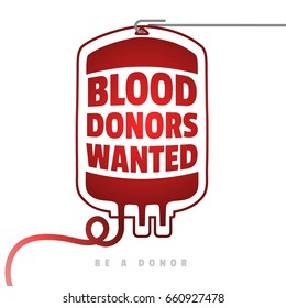 Be a Donor. Creative Motivate Information Donor Poster. Blood Donation. World Blood Donor Day Banner. Red Blood Bag and Text. Medical Design Elements.