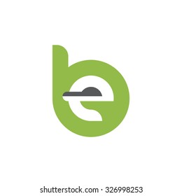 be, eb letter rounded letter logo green