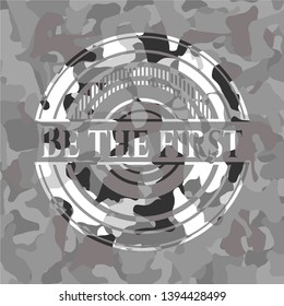 Be the first grey camo emblem. Vector Illustration.