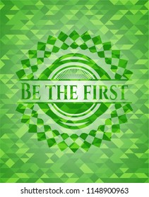 Be the first realistic green emblem. Mosaic background