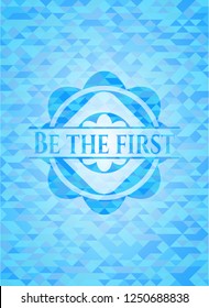 Be the first sky blue emblem with triangle mosaic background