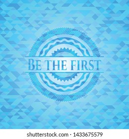 Be the first sky blue emblem. Mosaic background