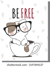 be free cat playing game into cup drive t shirt graphic design vector illustration