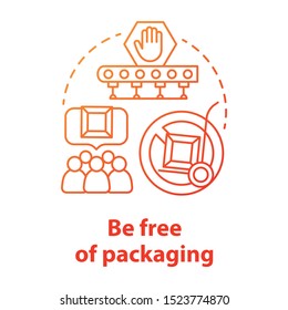 Be free of packaging red concept icon. Zero waste idea thin line illustration. Drop shipping service. Direct products delivery. Sustainable package. Vector isolated outline drawing
