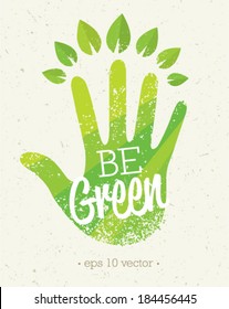 Be green eco hand creative vector design element