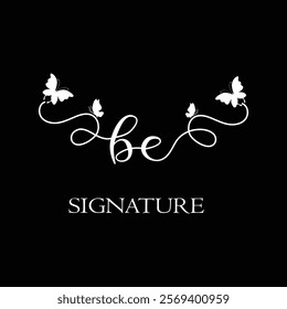 BE Handwritten initial letter, BE simple signature vector logo with butterfly shape variation, beauty, photography letter logo design. B E