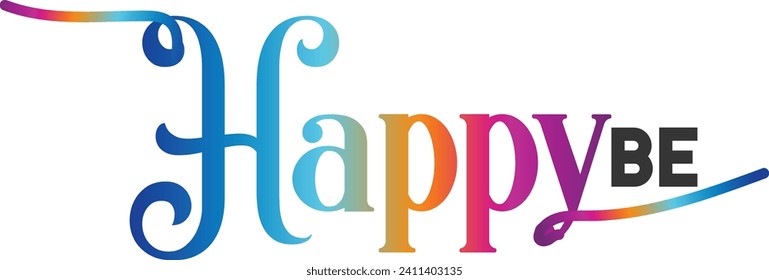 Be Happy, Abstract Hand drawn creative calligraphy vector logo design. 2023 New year Logo Design