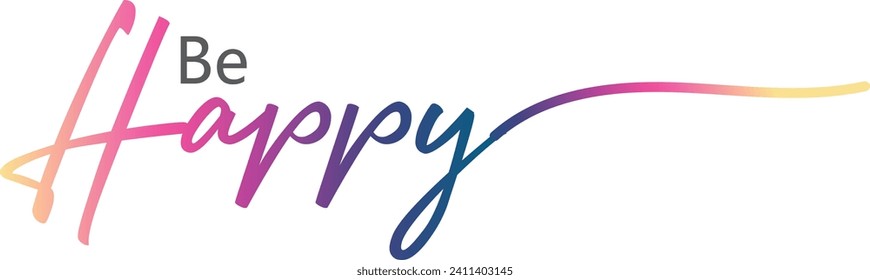 Be Happy, Abstract Hand drawn creative calligraphy vector logo design. 2023 New year Logo Design