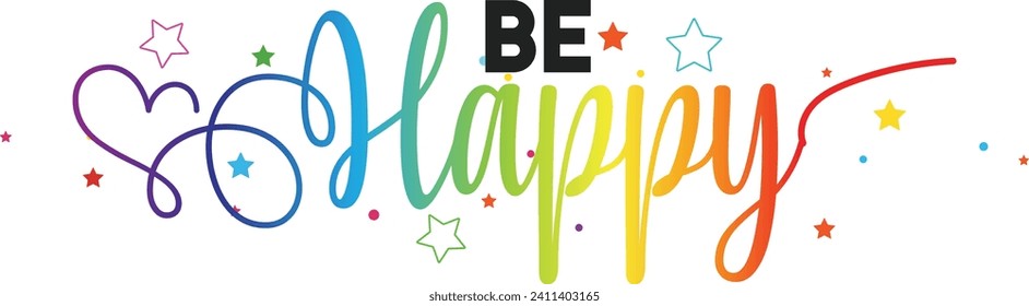 Be Happy, Abstract Hand drawn creative calligraphy vector logo design. 2023 New year Logo Design
