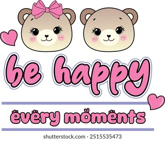 be happy bear cute girl love
