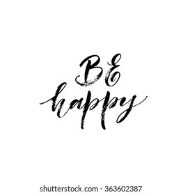 Be Happy Card Hand Drawn Lettering Stock Vector (Royalty Free ...