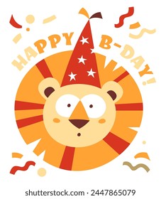Sé Feliz Tarjeta Con Ilustración vectorial De León