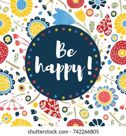 Be Happy Cute Postcard Stock Vector (Royalty Free) 742266805 | Shutterstock