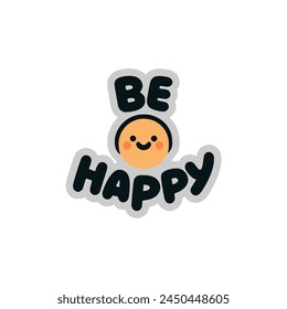 be happy cute sticker tshirt vector illustration template design