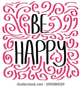 Be happy doodle card.